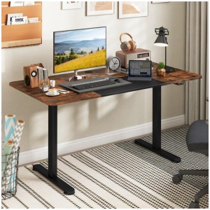 CostwayElectric Standing Desk Adjustable with Cable Management Hole-Brown