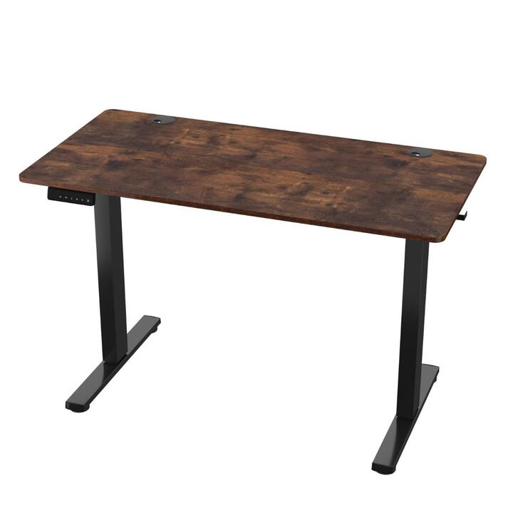 CostwayElectric Standing Desk with 3 Memory Height Settings and 2 Hanging Hook-Brown