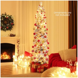 CostwayFlocked Xmas Tree with 373 Branch Tips for Decoration