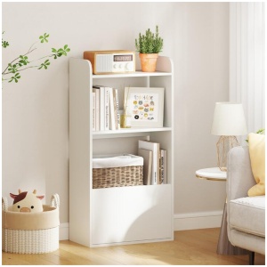 CostwayFreestanding Bookcase with Drawer 3-Tier Open Display Shelf-White