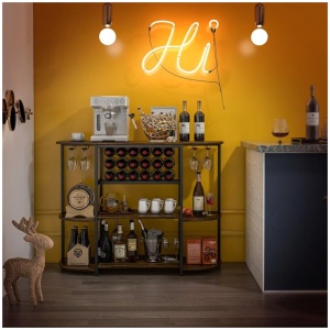 CostwayFreestanding Wine Cabinet with Glass Holder for Kitchen, Dining Room