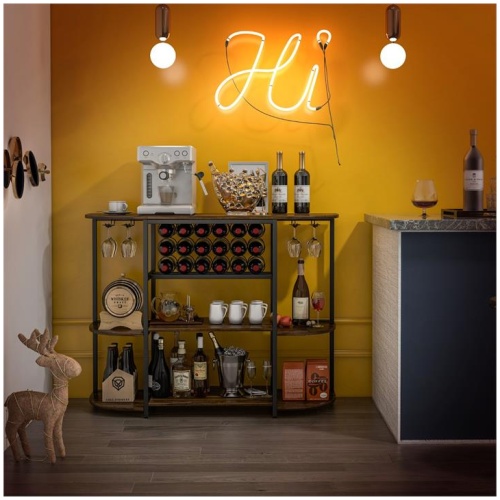 CostwayFreestanding Wine Cabinet with Glass Holder for Kitchen, Dining Room