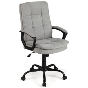 CostwayHeight-adjustable Office Chair with Rocking Function and Armrest-Grey