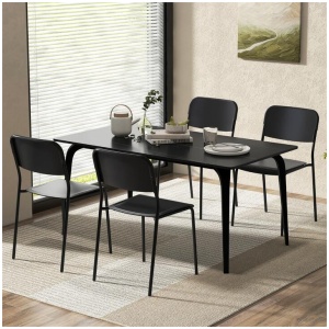 CostwayModern Dining Chairs Set of 4 with Tilted Backrest and Sturdy Metal Legs-Black