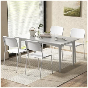 CostwayModern Dining Chairs Set of 4 with Tilted Backrest and Sturdy Metal Legs-White