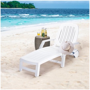CostwayOutdoor Chaise Lounge Chair with Storage Box-1 piece