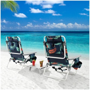 CostwayPortable Camping Chairs with 5 Adjustable Positions for Lawn/Poolside-Black