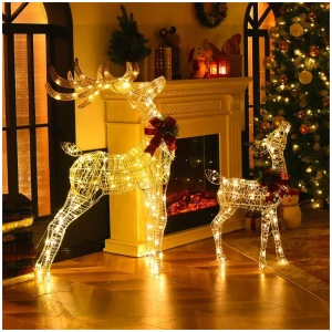 CostwayPre-lit 50 LED Christmas Reindeer Decoration for Small Yard