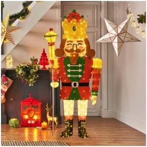 CostwayPre-lit Outdoor Christmas Lightened Nutcracker King Decoration