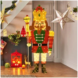 CostwayPre-lit Outdoor Christmas Lightened Nutcracker King Decoration