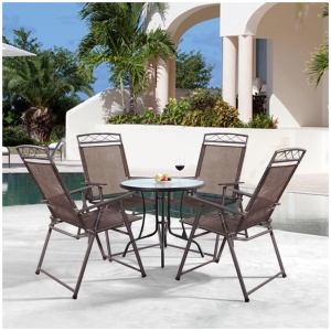 CostwaySet of 4 Portable Folding Garden Chairs with Armrests for Outdoor Camping