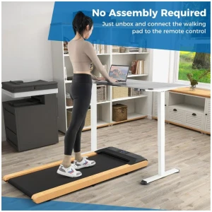 CostwayUnder Desk Treadmill with Remote/APP Control and LED Display Solid Wood Edge Banding