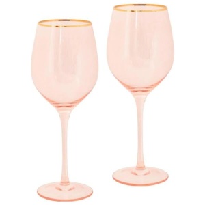 Cristina Re Rose Crystal Set of 2 Wine Glasses