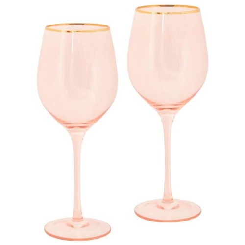 Cristina Re Rose Crystal Set of 2 Wine Glasses