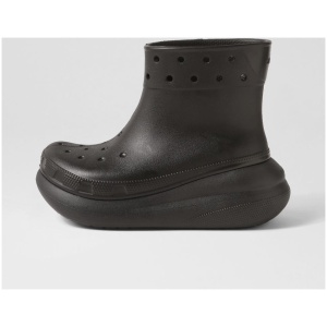 Crocs 207946 Classic Crush Boot Cc Black Smooth Black Boots Womens Shoes Comfort Ankle Boots