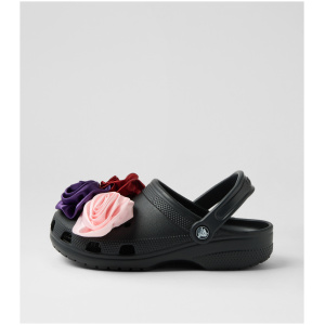 Crocs 210388 Classic Rosette Clog Cc Black Croslite Black Shoes Womens Shoes Casual Flat Shoes
