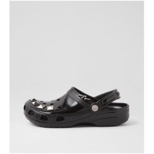 Crocs 210390 Classic Studded Clog Cc Black Croslite Black Shoes Womens Shoes Casual Flat Shoes