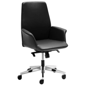 Daroc Medium Back Leather Office Chair - Black by Interior Secrets - AfterPay Available