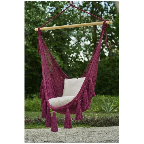 Deluxe Extra Large Mexican Hammock Chair in Outdoor Cotton Colour Maroon