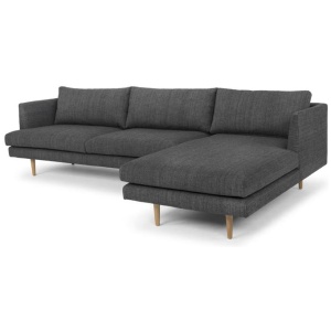 Denmark 3 Seater Fabric Sofa With Right Chaise - Metal Grey - Last One by Interior Secrets - AfterPay Available