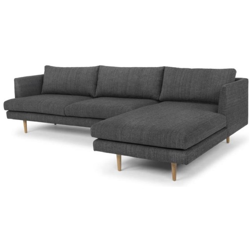 Denmark 3 Seater Fabric Sofa With Right Chaise - Metal Grey - Last One by Interior Secrets - AfterPay Available