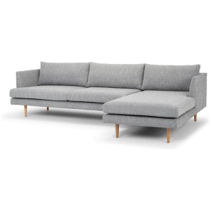 Denmark 3 Seater Right Chaise Fabric Sofa - Graphite Grey with Natural Legs by Interior Secrets - AfterPay Available