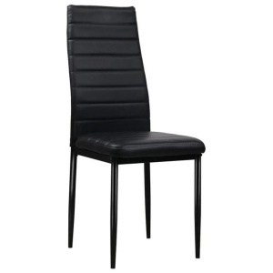 Dining Chairs Black PU Leather Set of 4 Astra