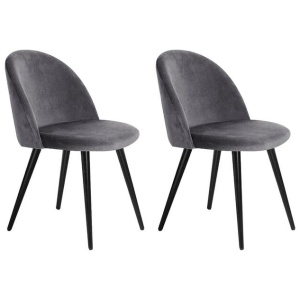 Dining Chairs Grey Velvet Set of 2 Charles