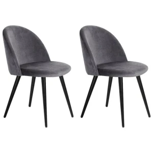 Dining Chairs Grey Velvet Set of 2 Charles