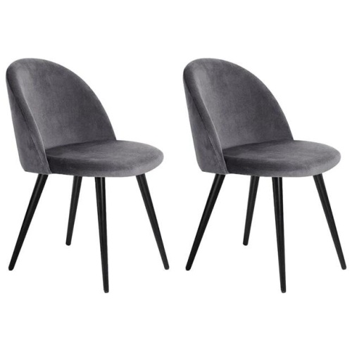 Dining Chairs Grey Velvet Set of 2 Charles