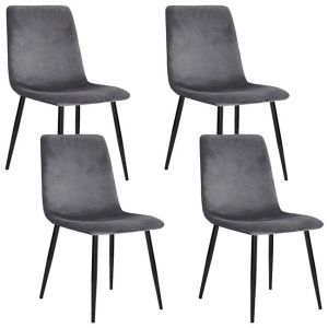 Dining Chairs Grey Velvet Set of 4 Lindsay