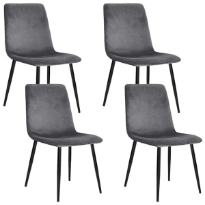 Dining Chairs Grey Velvet Set of 4 Lindsay