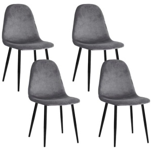 Dining Chairs Grey Velvet Set of 4 Nova