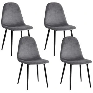 Dining Chairs Grey Velvet Set of 4 Nova
