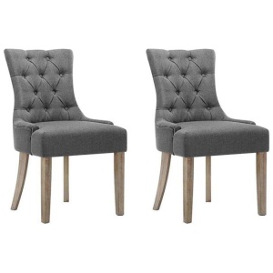 Dining Chairs Set of 2 Linen French Provincial Grey