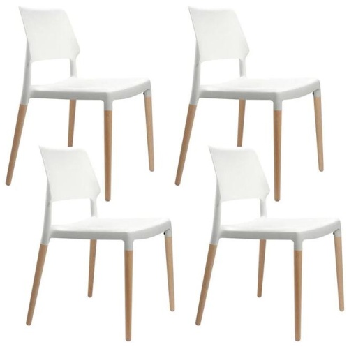 Dining Chairs White Stackable Set of 4