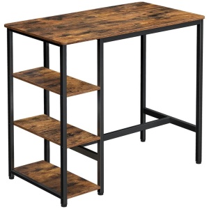 Dining Table with 3 Shelves and Industrial Style Stable Steel Structure, 109 x 60 x 100 cm, Rustic Brown