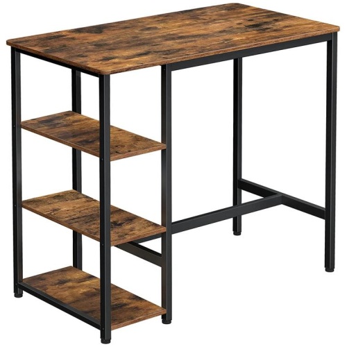 Dining Table with 3 Shelves and Industrial Style Stable Steel Structure, 109 x 60 x 100 cm, Rustic Brown