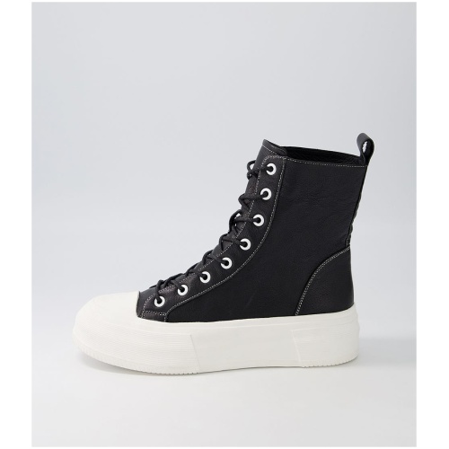 Django & Juliette Aggie Dj Black White White Sole Leather Stitch Black White White Sole Boots Womens Shoes Casual Ankle Boots
