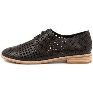 Django & Juliette Avert Dj Black Leather Black Shoes Womens Shoes Casual Flat Shoes