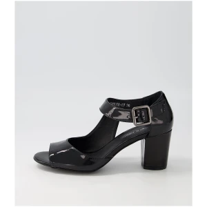 Django & Juliette Carlee Dj Black Patent Leather Black Sandals Womens Shoes Dress Heeled Sandals