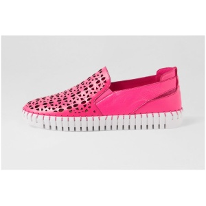 Django & Juliette Hadria Dj Hot Pink White Sole Leather Hot Pink White Sole Sneakers Womens Shoes Casual Casual Sneakers