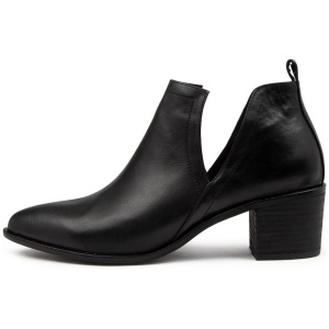 Django & Juliette Hentons Black Leather Black Shoes Womens Shoes Casual Heeled Shoes