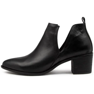 Django & Juliette Hentons Black Leather Black Shoes Womens Shoes Casual Heeled Shoes