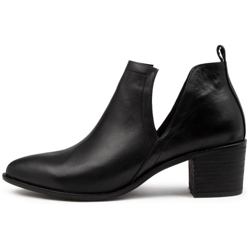 Django & Juliette Hentons Black Leather Black Shoes Womens Shoes Casual Heeled Shoes