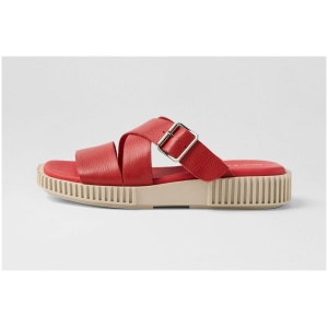 Django & Juliette Ippesy Dj Red Almond Sole Tumble Leather Red Almond Sole Sandals Womens Shoes Casual Sandals Flat Sandals