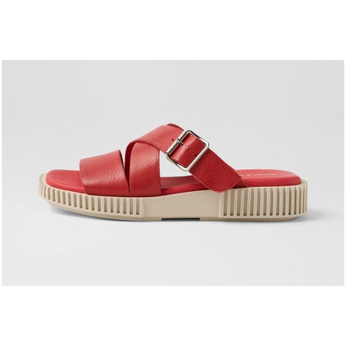 Django & Juliette Ippesy Dj Red Almond Sole Tumble Leather Red Almond Sole Sandals Womens Shoes Casual Sandals Flat Sandals