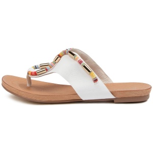 Django & Juliette Jeter Dj White Multi White Sandals Womens Shoes Casual Sandals Flat Sandals