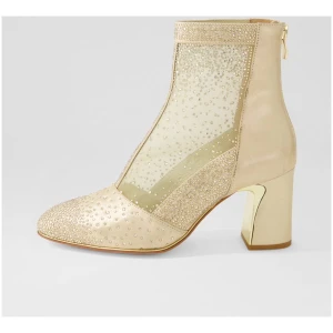 Django & Juliette Keliza Dj Pale Gold Gold Shimmer Leather Mesh Pale Gold Gold Boots Womens Shoes Ankle Boots