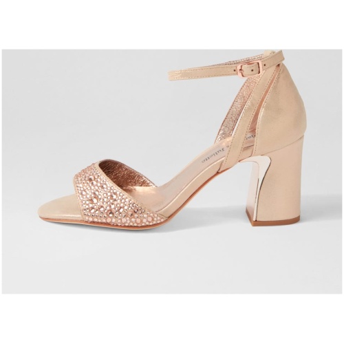 Django & Juliette Kitta Dj Rose Gold Shimmer Leather Jewels Rose Gold Shimmer Sandals Womens Shoes Dress Heeled Sandals